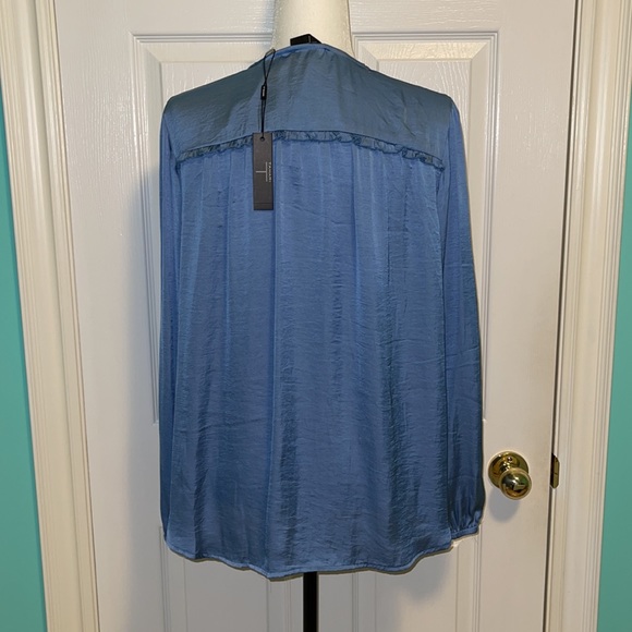 Tahari soft blue satin blouse - Picture 3 of 9